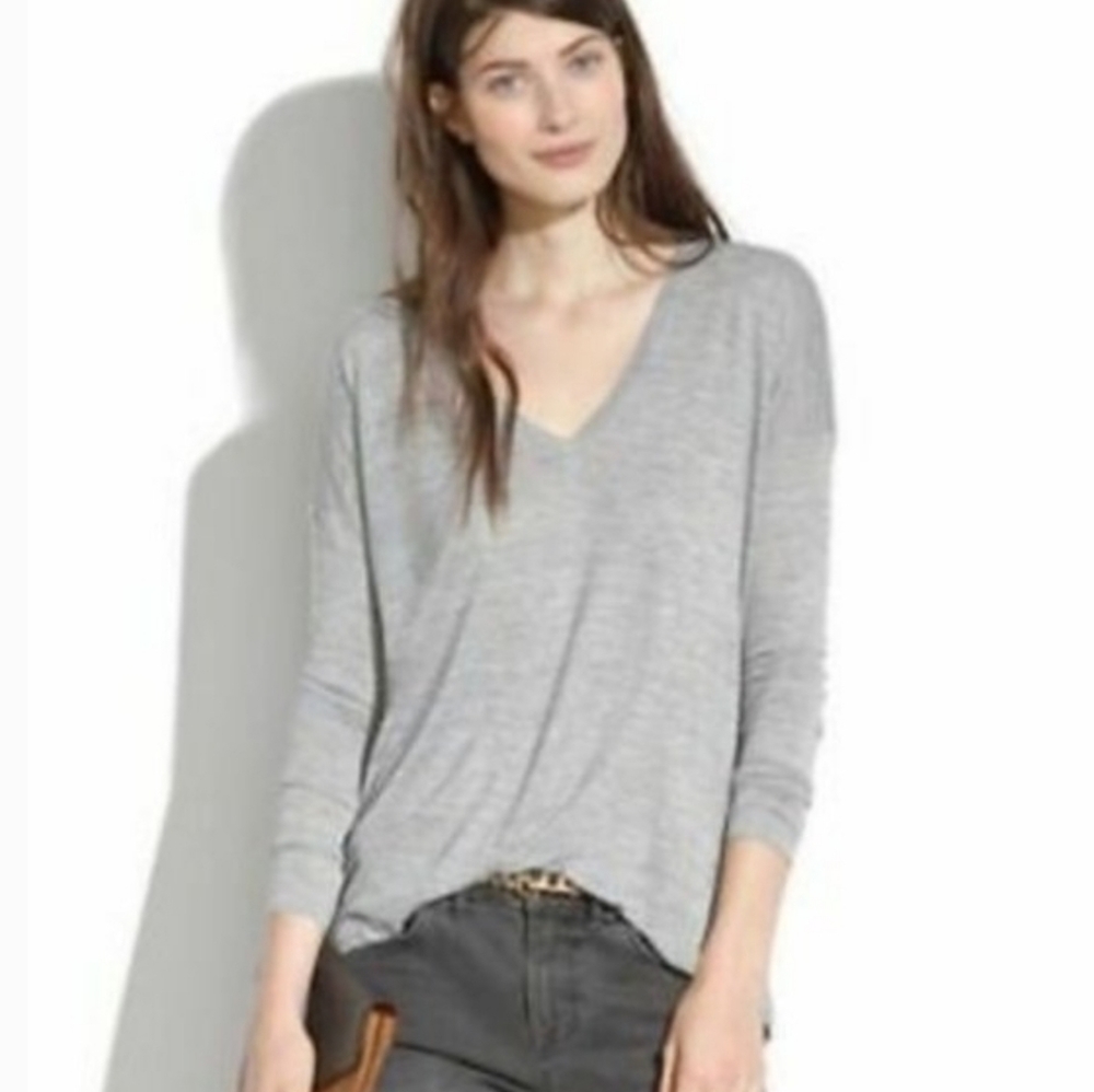 Madewell Anthem Grey V Neck Long Sleeve XXS